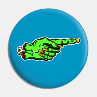 I'm with Stupid Undead Zombie Green Cartoon Retro Hand Pin