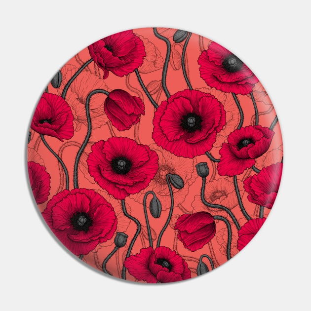 Red Poppies Pin by katerinamk