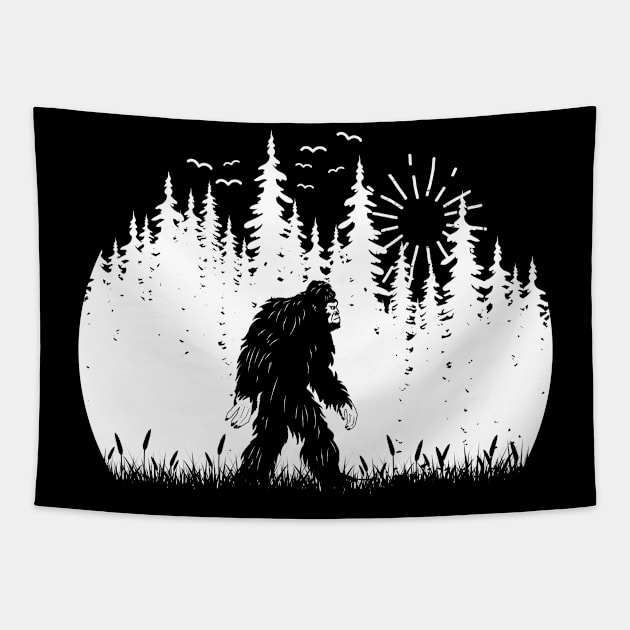 Bigfoot Sasquatch Tapestry by Tesszero