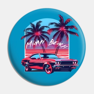 Muscle car. Miami beach Pin