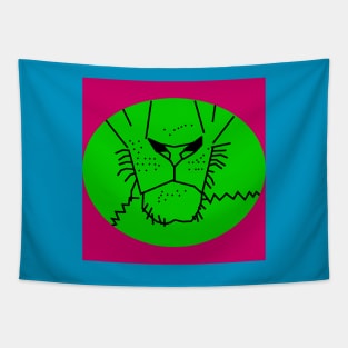 Minimal Green Lion Mouth Tapestry