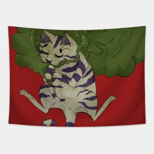 japan cat with a pipe Tapestry