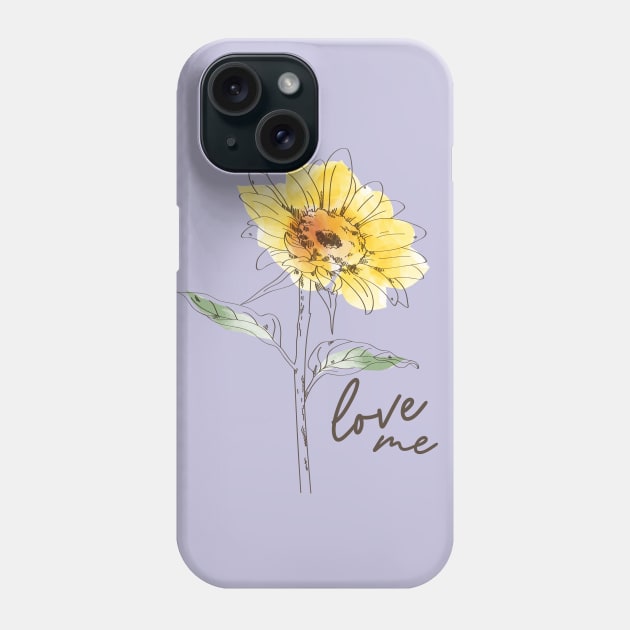 Sunflower lover gift, Sunflower illustration Phone Case by Ribsa