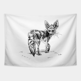 Fennec Fox Ink Drawing Tapestry