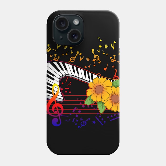 Piano Gift Design Pianist Colorful Keyboard Player Print Phone Case by Linco