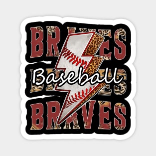 Graphic Baseball Braves Proud Name Team Vintage Magnet