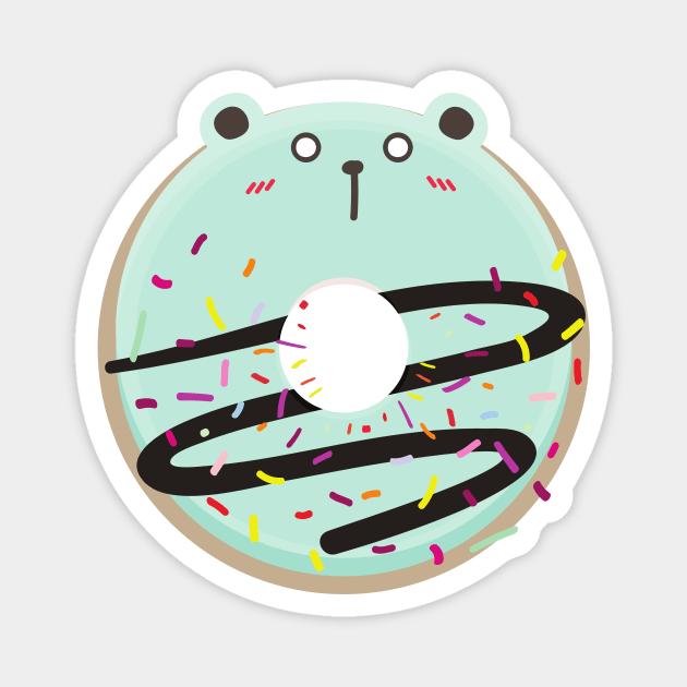 Blushing Bear Kawaii Donut Magnet by InkyArt