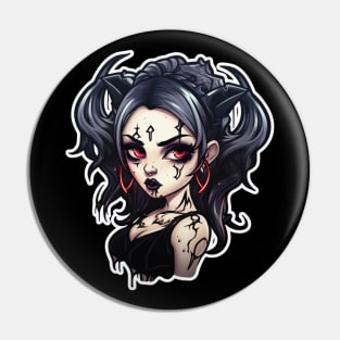 Inked Goth Girl Demon Pin