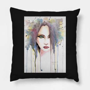 The Psychic Woman Fantasy Watercolor Art by Molly Harrison Pillow