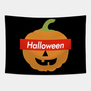 Jack O Lantern with halloween box logo Tapestry