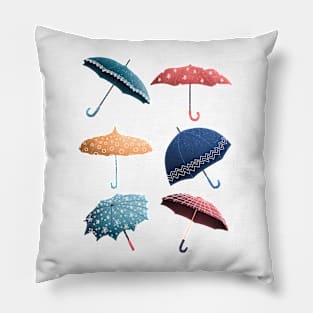 Fun Umbrellas Pattern - Pastel Retro Pillow
