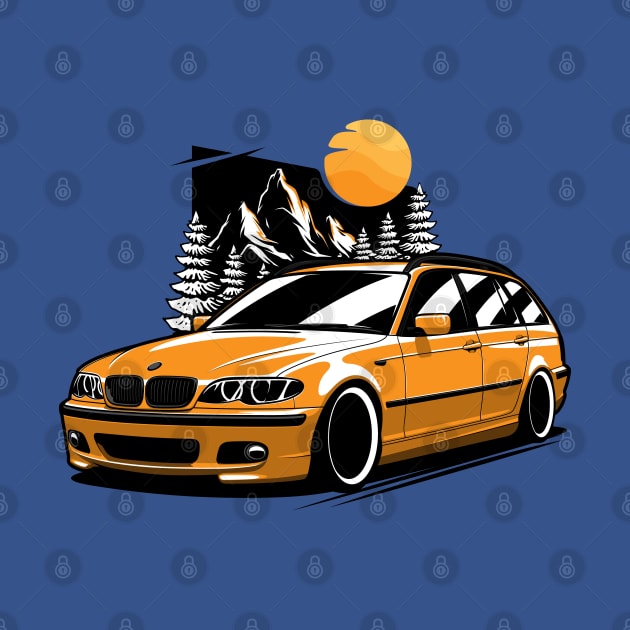 Yellow E46 Touring Mountains by KaroCars