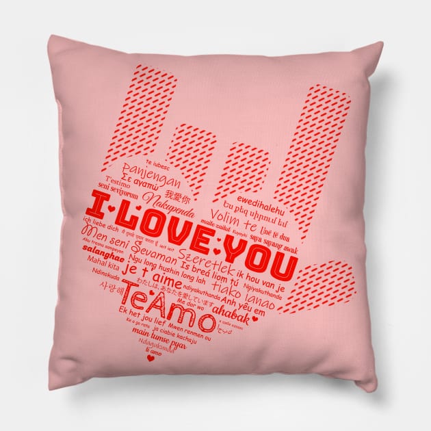 Universal Sign of Love - I Love You in over 50 Languages Pillow by BestNoveltyClothing