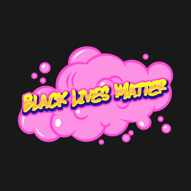 Black Lives Matter Yellow Graffiti Pink Cloud by InkyArt