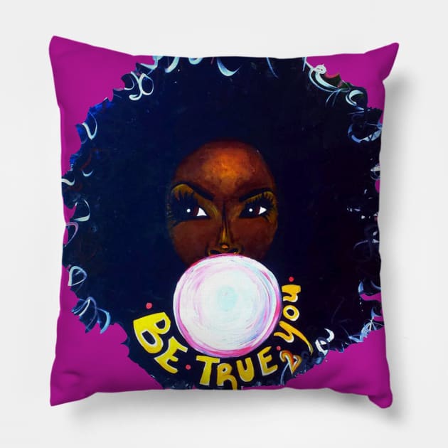 Afro Hair Brown Skin Pillow by EllenDaisyShop