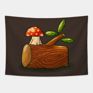 Mushroom on a Stump Tapestry
