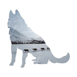 Huski dog in snow - dogsledging T-Shirt