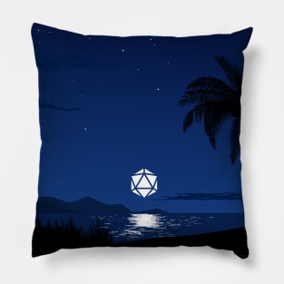 Moon Reflection Ocean D20 Dice RPG Night Roleplaying Landscapes Pillow