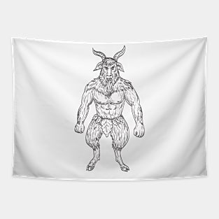 Akerbeltz or Aker a Spirit in the Basque Folk Mythology in the Form of a Billy Goat Standing Drawing Tapestry