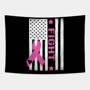 Fight USA Flag Breast Cancer Awareness Month Tapestry