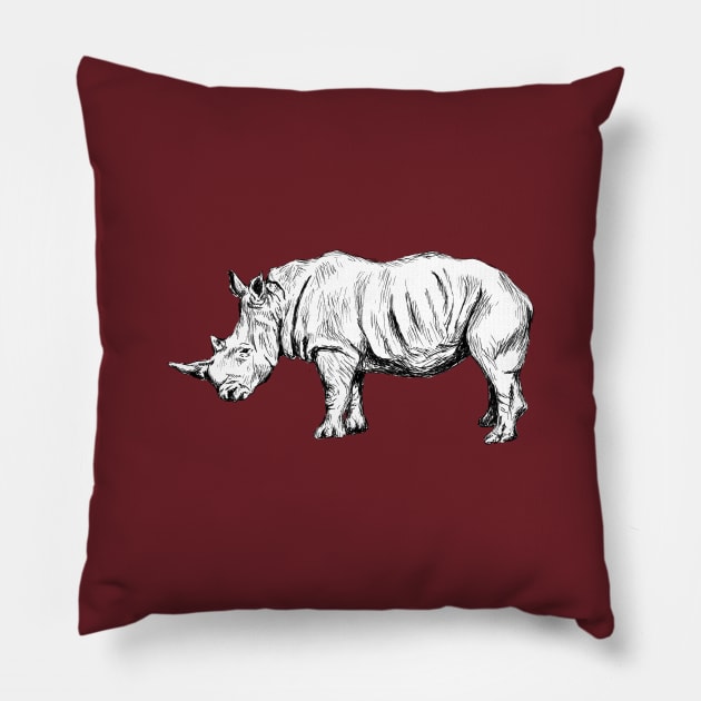 Rhinoceros Print Pillow by rachelsfinelines