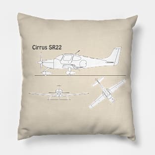 Cirrus SR22 - Airplane Blueprint - SBpng Pillow