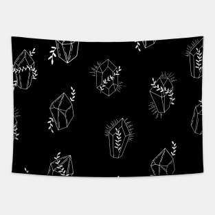 Black and White Crystals Tapestry