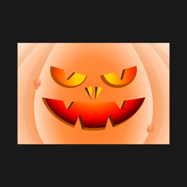 Bad and angry Halloween pumpkin in the foreground by ojovago