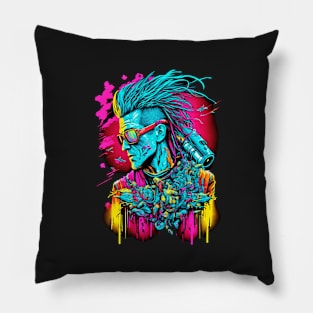 Neon Cyberpunk Hacker - V1.05 Pillow