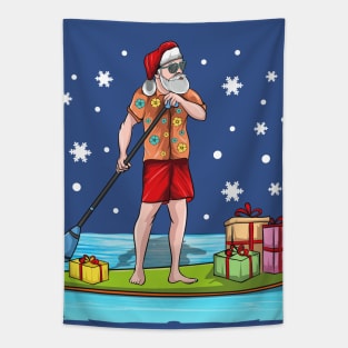 Paddle Board Santa Christmas In July Water Sports Tapestry