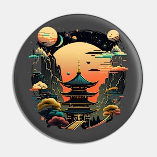 Japanese Temple Tokyo  Asian Inspired Retro Japan Pin