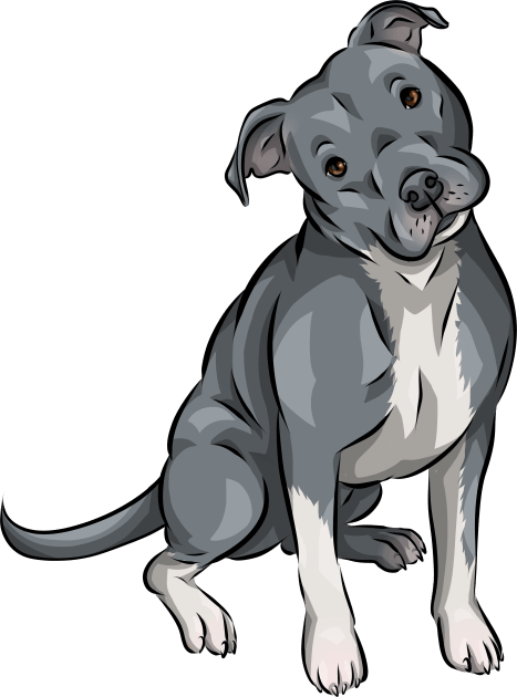 Cute American Pit Bull Terrier | Blue Kids T-Shirt by Shirin Illustration