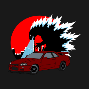 Red Godzilla Skyline T-Shirt