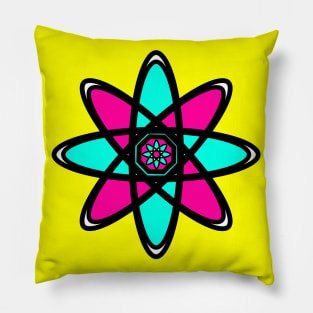 Pink and Aqua Blue Atom Pillow