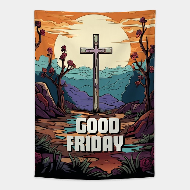 good friday with jesus Tapestry by MilkyBerry