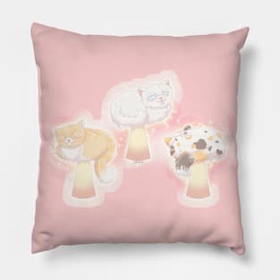 Mushroom Cats (With Background) Pillow