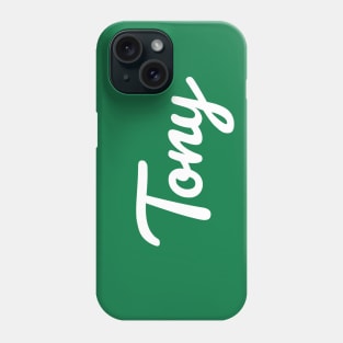 Tony Cursive Script Typography White Text Phone Case