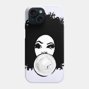 Curlyfro Girl Bubble Gum Natural Hair Black T-Shirt/Tee Phone Case