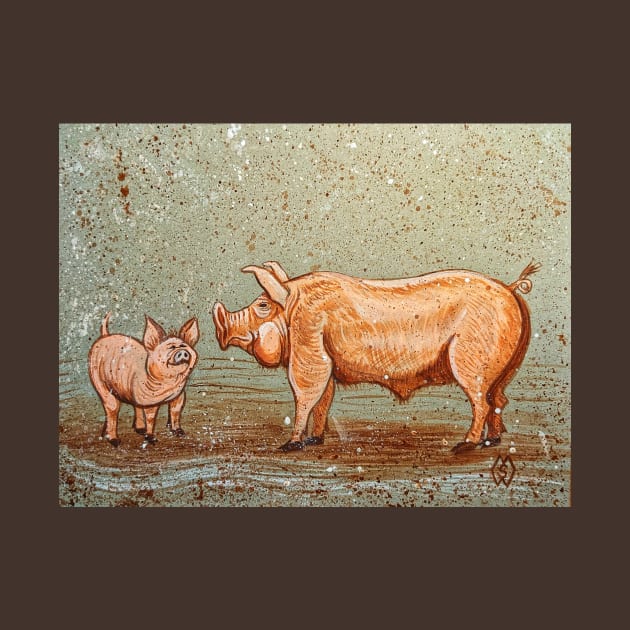 Pigs playing in the mud by Matt Starr Fine Art