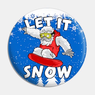 Let It Snow Yeti Snowboarding Pin