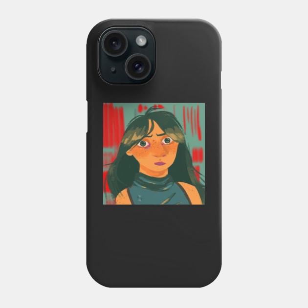 Green Haired Girl Phone Case by digitalisdraws