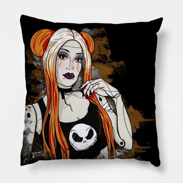 Cyberpunk Synth (Orange) Pillow by DoubleDu