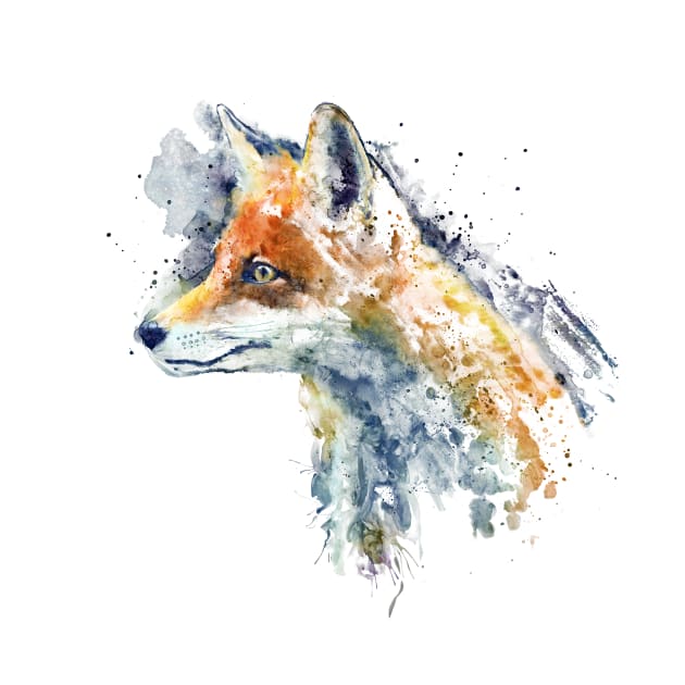 Watercolor Portrait - Cute Fox Profile by Marian Voicu