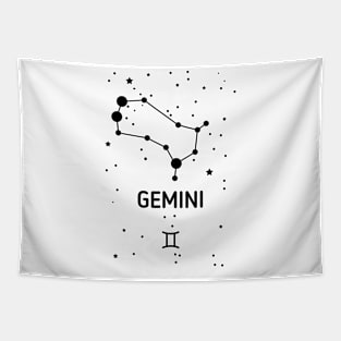 Gemini Zodiac Sign Constellation (Black Print) Tapestry