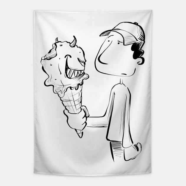 Evil Ice cream Tapestry by Jason's Doodles