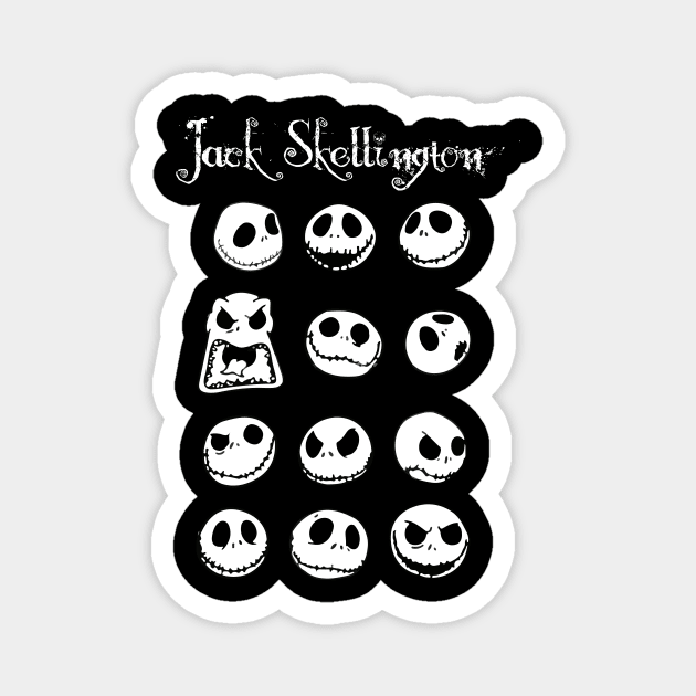 Jack Skeleton Face Moods Funny Magnet by Prolifictees