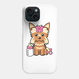 Cute yorkshire terrier is a baby - girl Phone Case