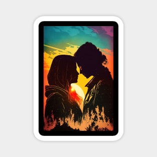 Female couple with sunset background Magnet