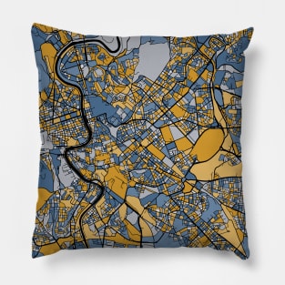 Rome Map Pattern in Blue & Gold Pillow