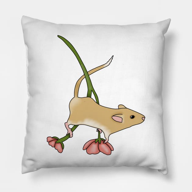 Cute golden gerbil on a flower Pillow by Becky-Marie